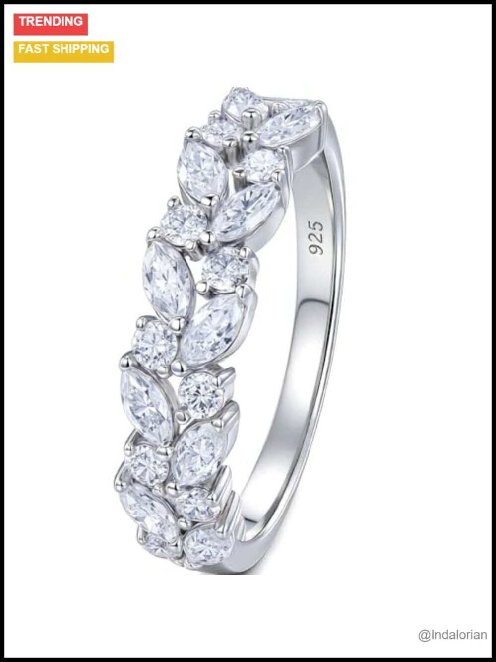 D Color VVS1 Moissanite Rings 925 Sterling Silver Wedding Bands Eternity